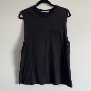 Alexander Wang Muscle Tee with Pocket Sleeveless Black | Size Small